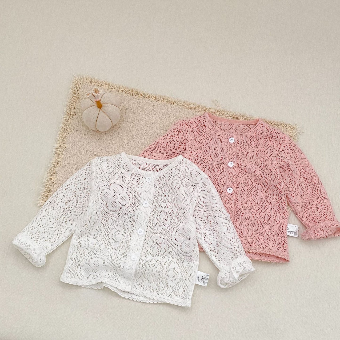 カーディガン・パーカー Lace Flower Knitted Cardigan レース フラワー 透かし編み カーディガン【mh0012164】