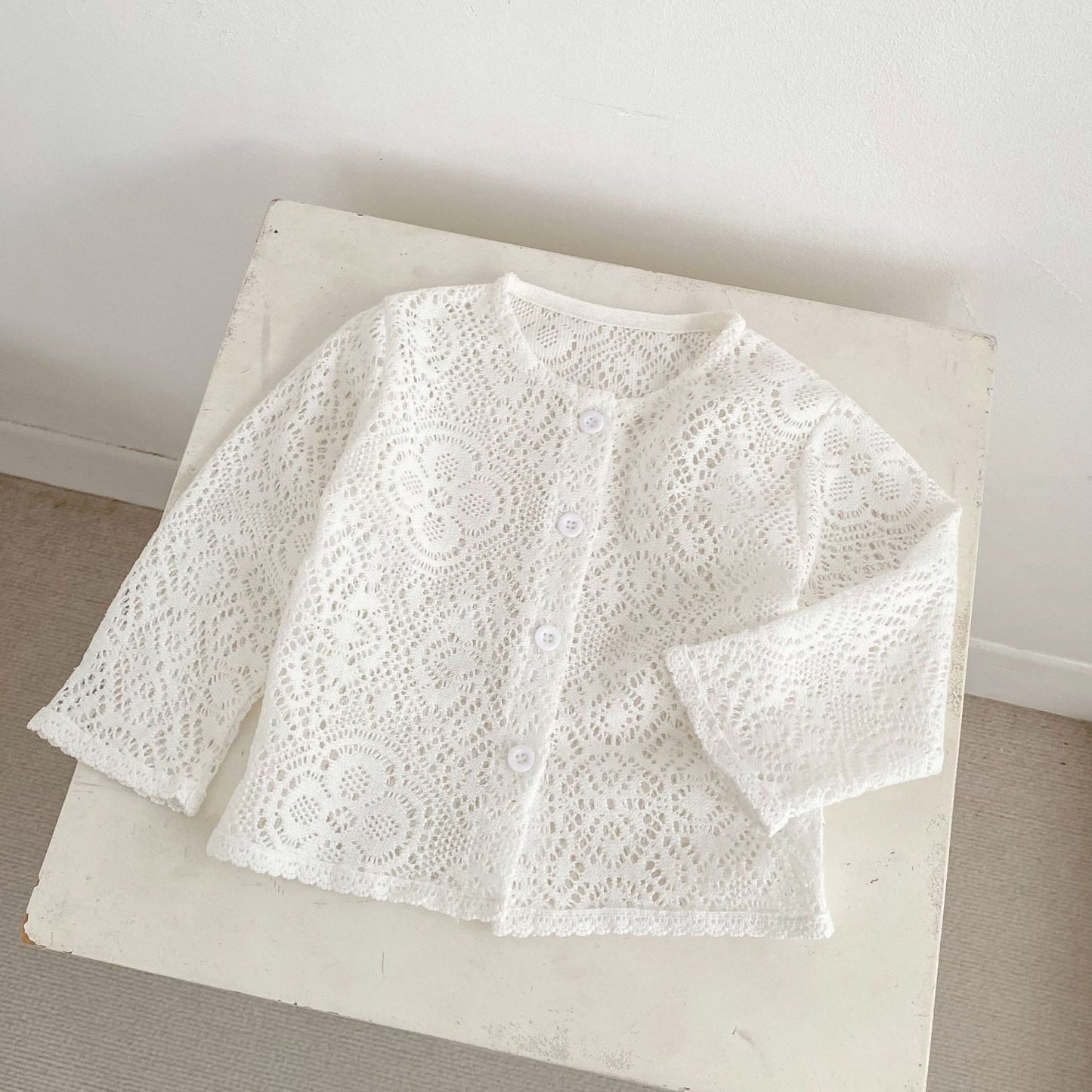 カーディガン・パーカー Lace Flower Knitted Cardigan レース フラワー 透かし編み カーディガン【mh0012164】