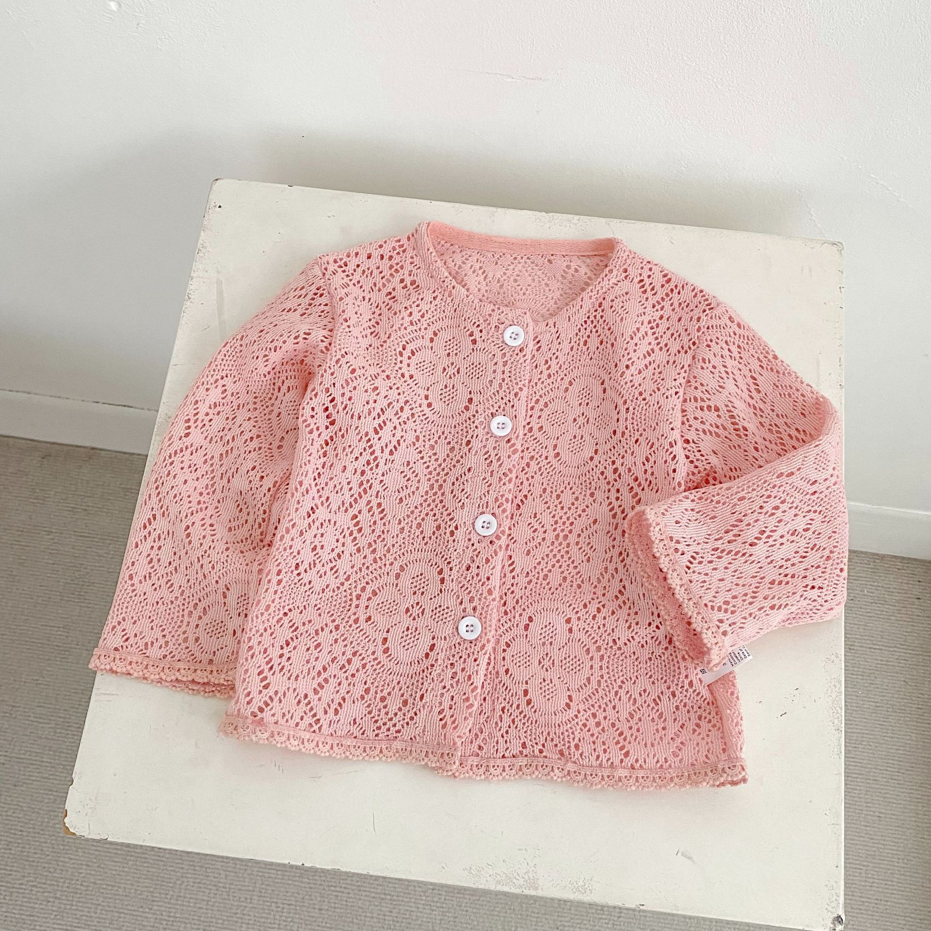 カーディガン・パーカー Lace Flower Knitted Cardigan レース フラワー 透かし編み カーディガン【mh0012164】