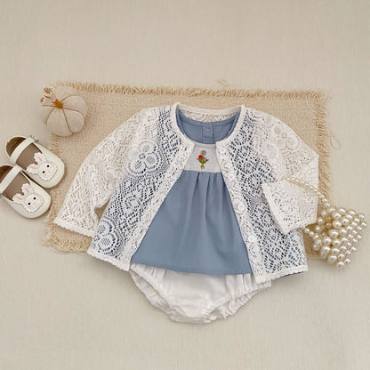 カーディガン・パーカー Lace Flower Knitted Cardigan レース フラワー 透かし編み カーディガン【mh0012164】