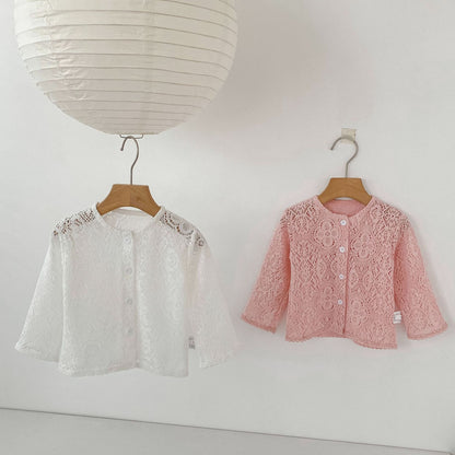 カーディガン・パーカー Lace Flower Knitted Cardigan レース フラワー 透かし編み カーディガン【mh0012164】