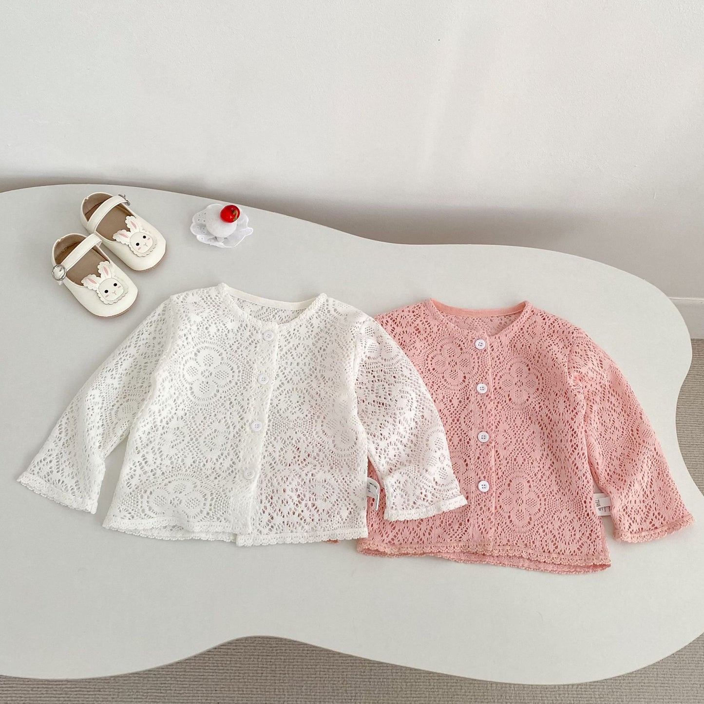 カーディガン・パーカー Lace Flower Knitted Cardigan レース フラワー 透かし編み カーディガン【mh0012164】