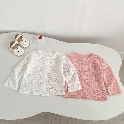 カーディガン・パーカー Lace Flower Knitted Cardigan レース フラワー 透かし編み カーディガン【mh0012164】