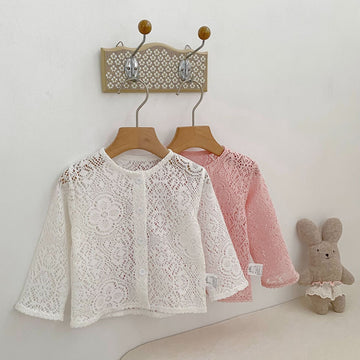 カーディガン・パーカー Lace Flower Knitted Cardigan レース フラワー 透かし編み カーディガン【mh0012164】