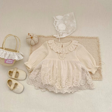 長袖ワンピース Lace Mesh Dress Romper レース メッシュ ドレスロンパース【mh0012182】