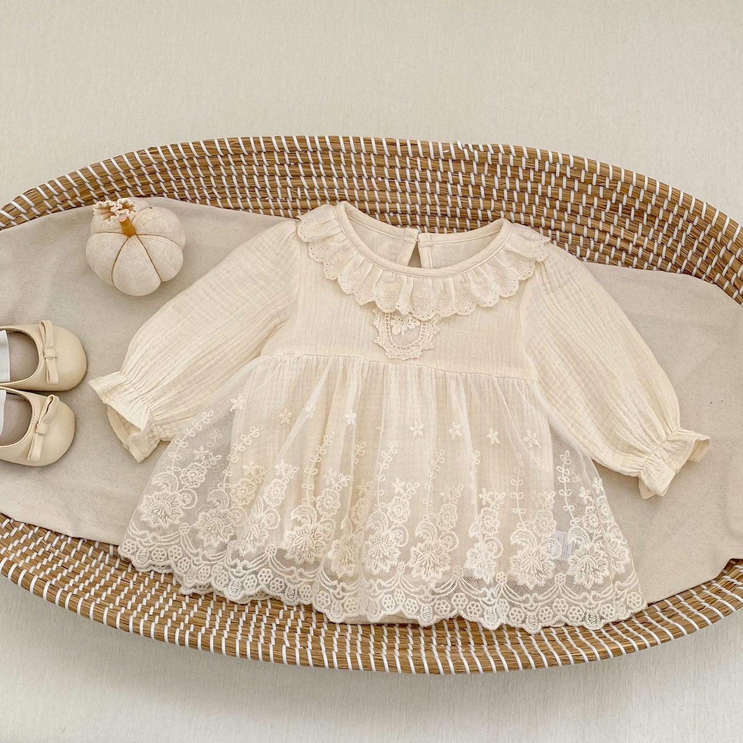 長袖ワンピース Lace Mesh Dress Romper レース メッシュ ドレスロンパース【mh0012182】
