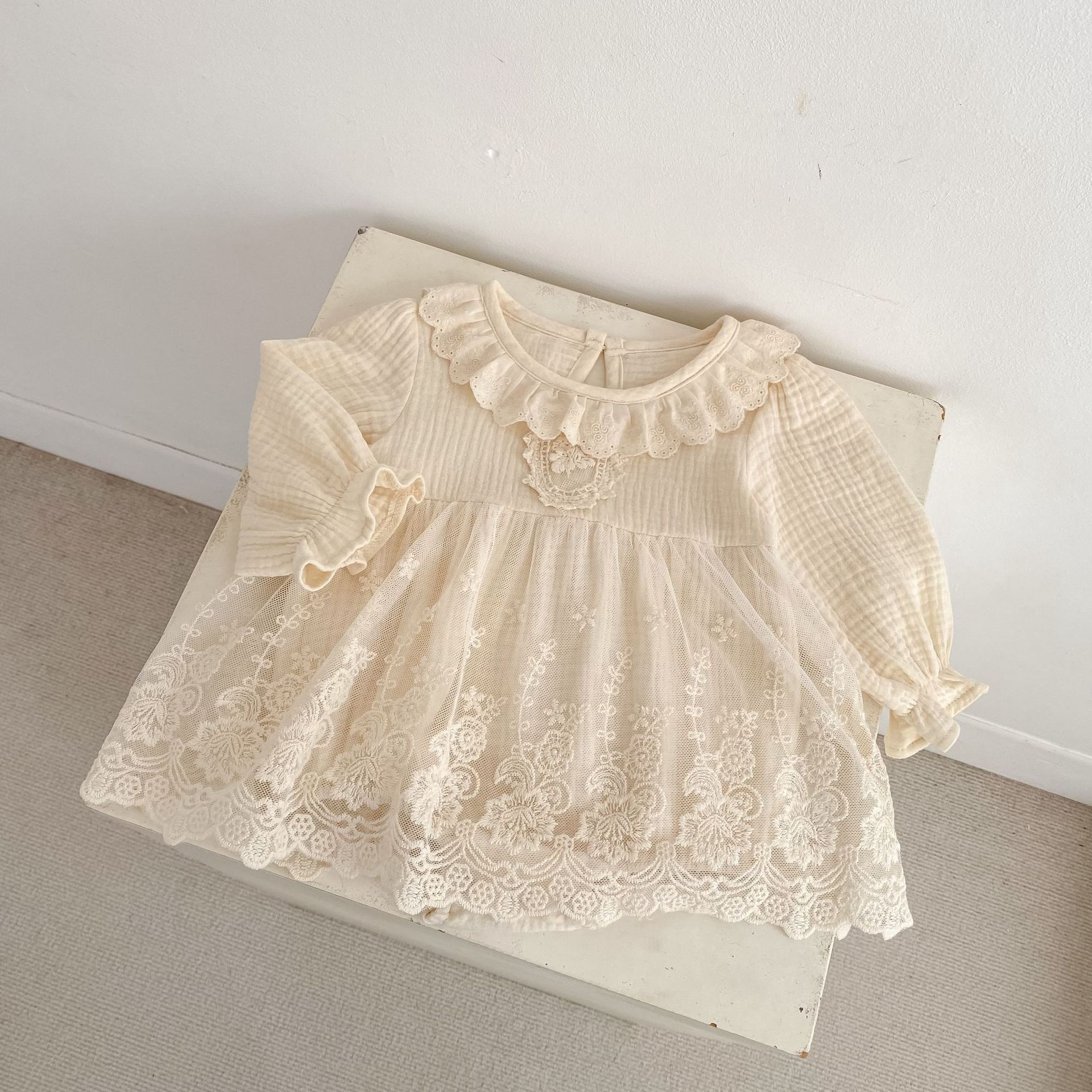 長袖ワンピース Lace Mesh Dress Romper レース メッシュ ドレスロンパース【mh0012182】