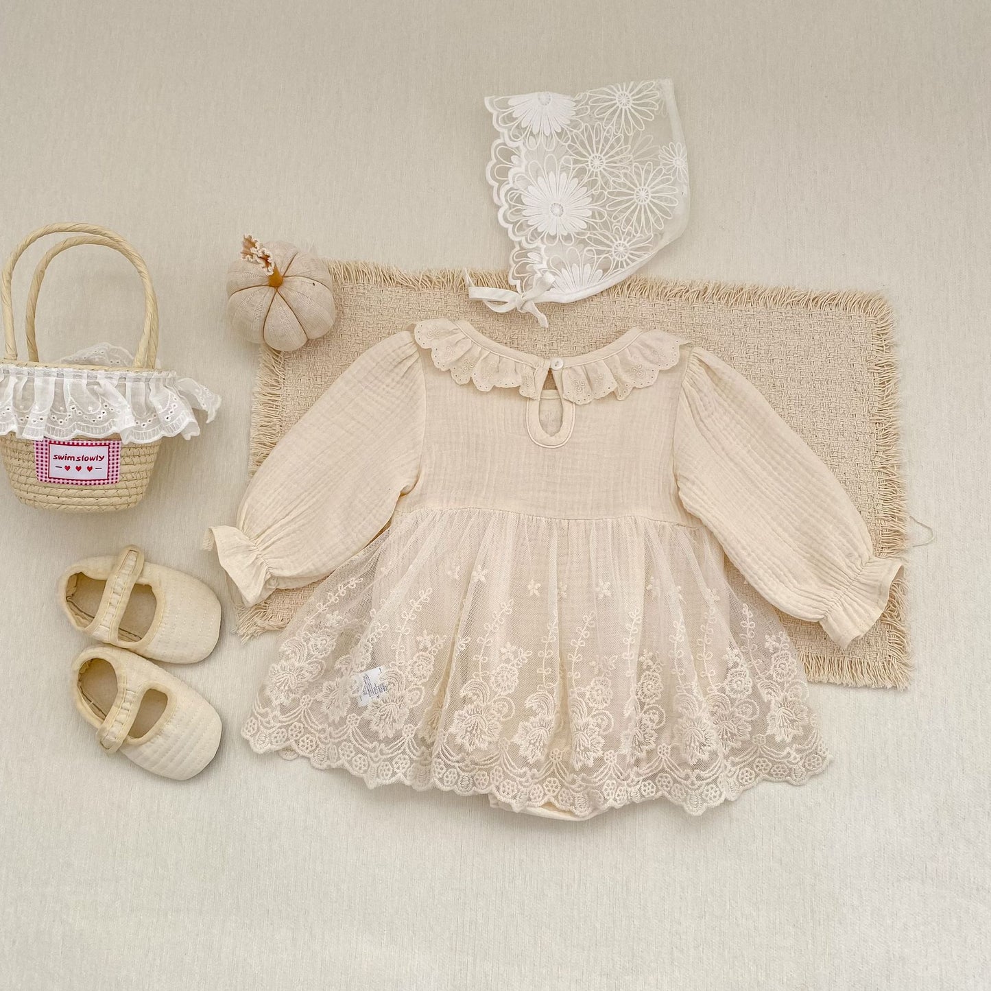 長袖ワンピース Lace Mesh Dress Romper レース メッシュ ドレスロンパース【mh0012182】