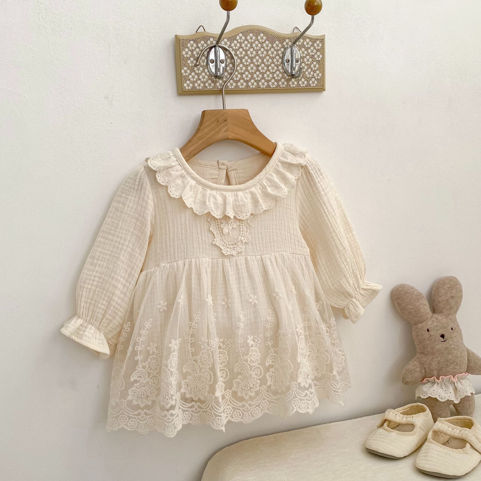 長袖ワンピース Lace Mesh Dress Romper レース メッシュ ドレスロンパース【mh0012182】