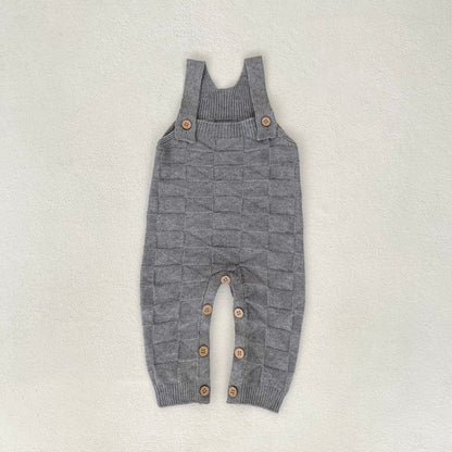 サロペットパンツ・サスペンダーパンツ Light Gray / 66cm 柄編みニットサロペットロンパース【mh0010847】
