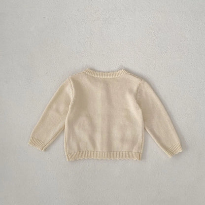 カーディガン・パーカー ベビーカーディガン フラワー花柄刺繍ニットジャケット【mh-0008742】