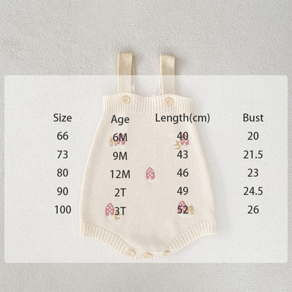 ロンパースセットアップ ベビー カーディガン サスペンダーローンパース 単品 セット ニット キノコ🍄 刺繍 レース襟 セットアップ ベージュ ガールズ 女の子【mh0002828】