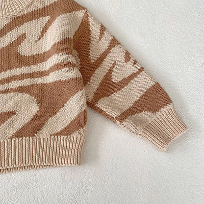 ニット・セーター ベビートップス ニットセーター ゼブラ柄 ベージュ【mh0004164】