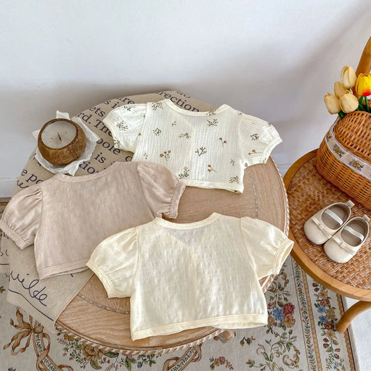 カーディガン・パーカー ベビーカーディガン 半袖ショートカーディガン ボレロ 無地/フラワープリント【mh0005881】