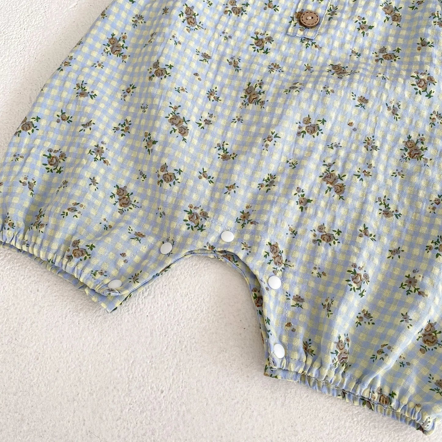 ノースリーブジャンプスーツ ベビージャンプスーツ キャミソールボディスーツ チェックフラワー花柄プリント【mh0005886】