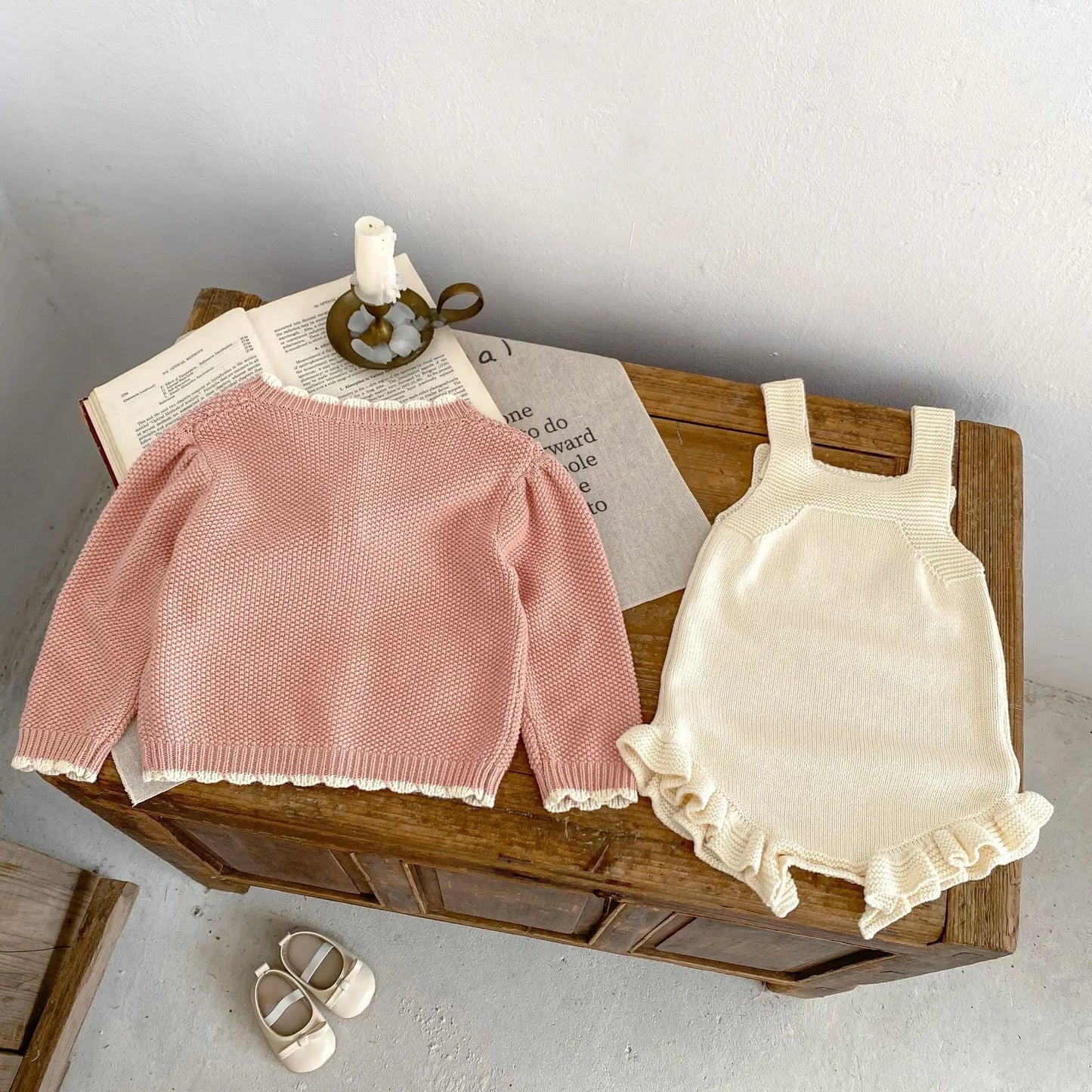 カーディガン・パーカー ベビーカーディガン/ロンパース ニットジャケット/サスペンダーボディスーツ フリル【mh0006404】