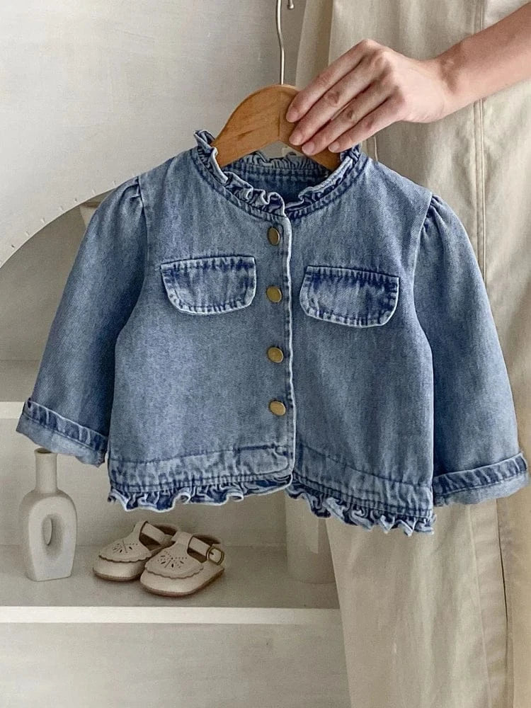 ショートコート・ジャケット・ジャンパー ベビーキッズアウター フリルデニムジャケットコート【mh0007036】