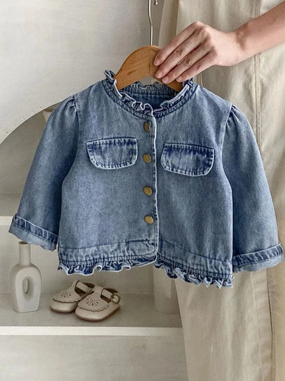 ショートコート・ジャケット・ジャンパー ベビーキッズアウター フリルデニムジャケットコート【mh0007036】