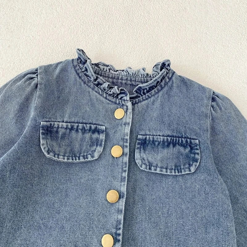 ショートコート・ジャケット・ジャンパー ベビーキッズアウター フリルデニムジャケットコート【mh0007036】