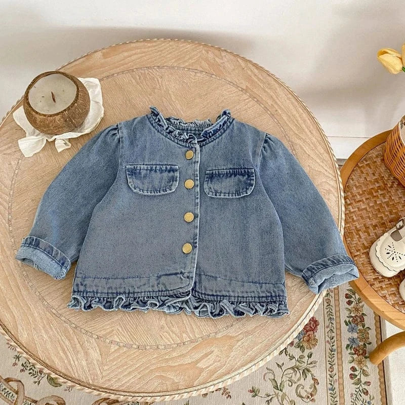 ショートコート・ジャケット・ジャンパー ベビーキッズアウター フリルデニムジャケットコート【mh0007036】