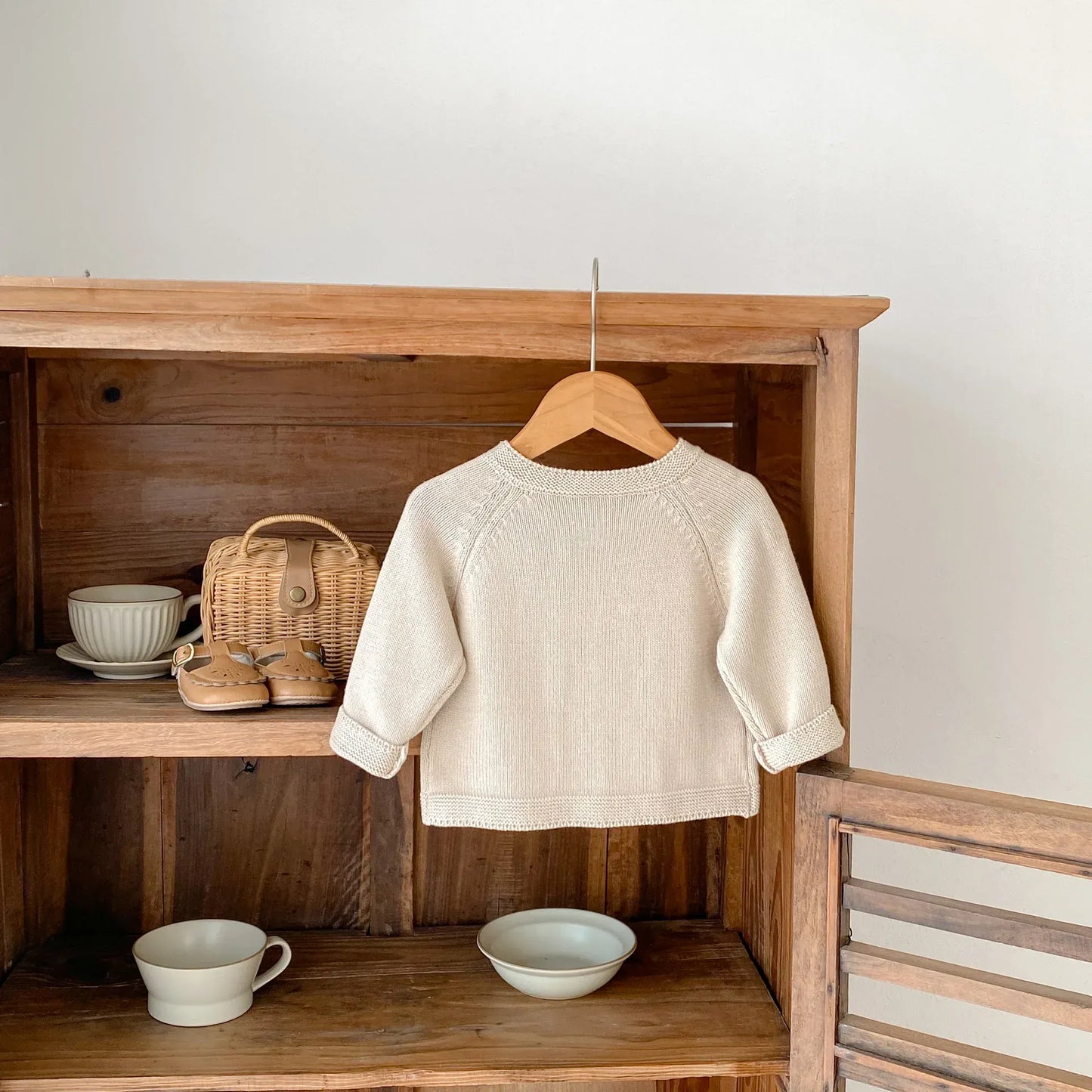 カーディガン・パーカー ベビーカーディガン きのこマッシュルーム刺繍ニットジャケット【mh0007775】