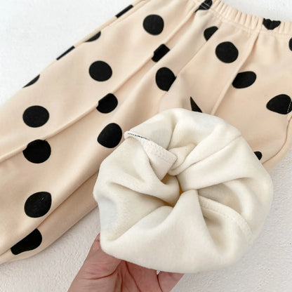 ロングパンツ・スウェットパンツ ベビーキッズパンツ コインドットプリントセンタープリーツ裏フリースロングスウェットパンツ【mh0007924】