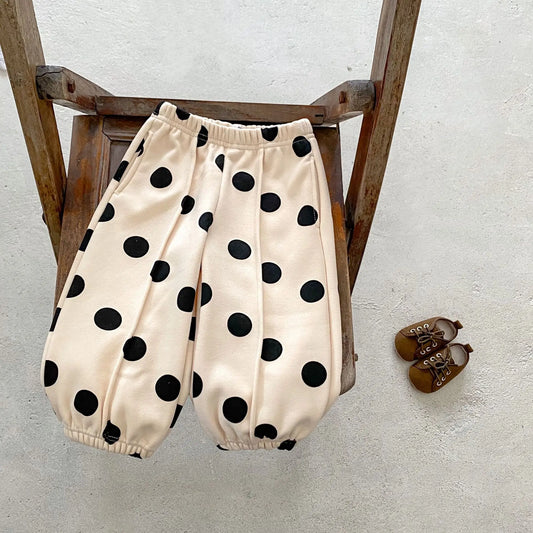 ロングパンツ・スウェットパンツ ベビーキッズパンツ コインドットプリントセンタープリーツ裏フリースロングスウェットパンツ【mh0007924】