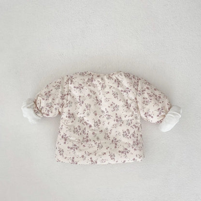 ショートコート・ジャケット・ジャンパー ベビーアウター フラワープリントリボンパデッドジャケットコート【mh0008202】