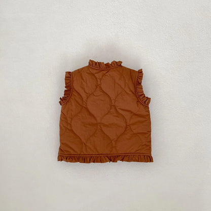 ベスト ベビーベスト フリルバイピングキルティングベスト【mh0008259】