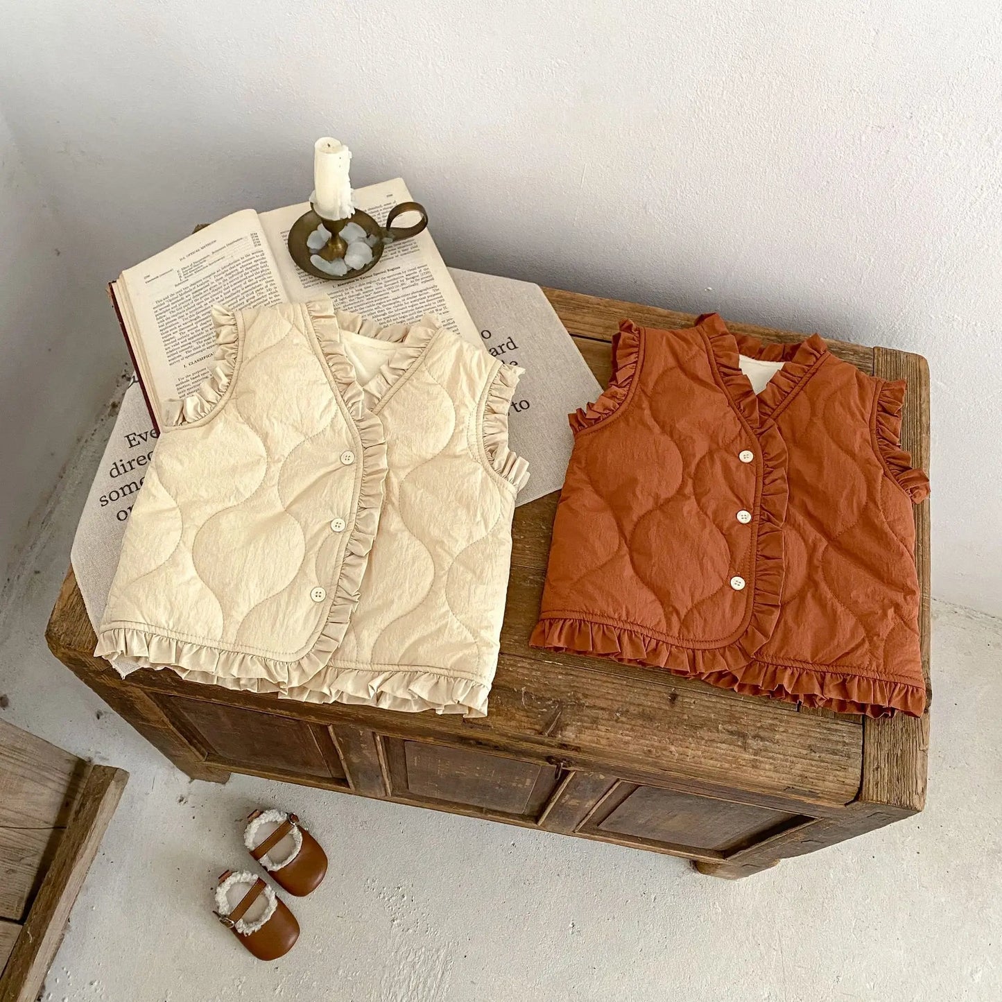 ベスト ベビーベスト フリルバイピングキルティングベスト【mh0008259】