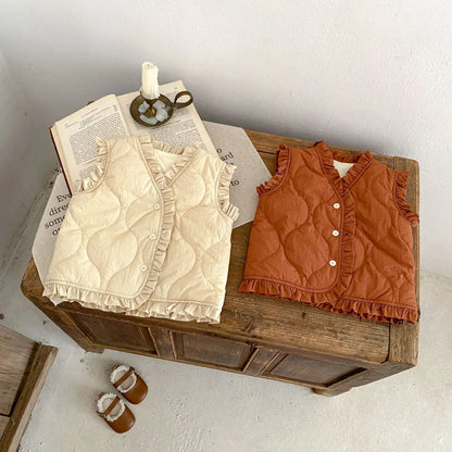 ベスト ベビーベスト フリルバイピングキルティングベスト【mh0008259】