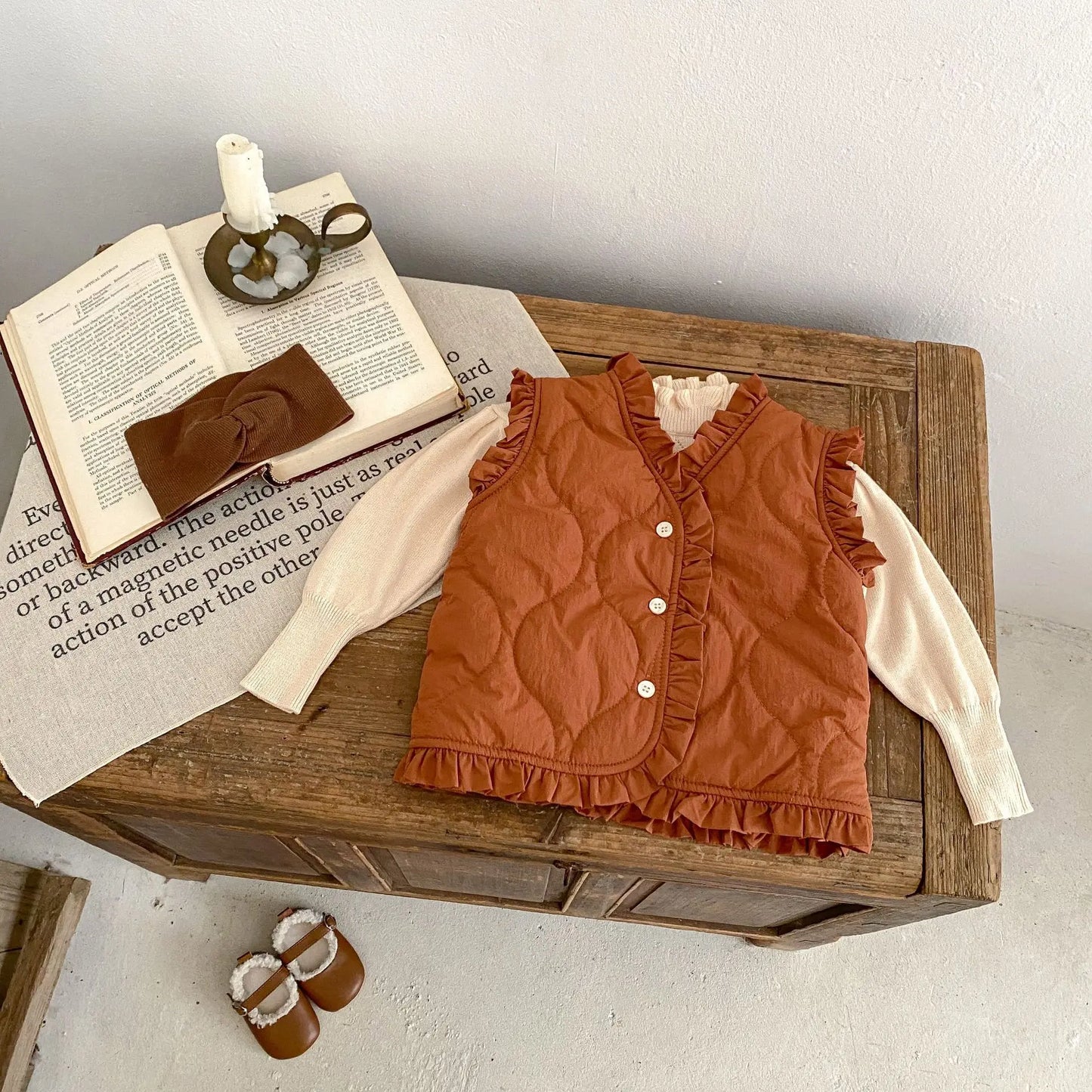 ベスト ベビーベスト フリルバイピングキルティングベスト【mh0008259】