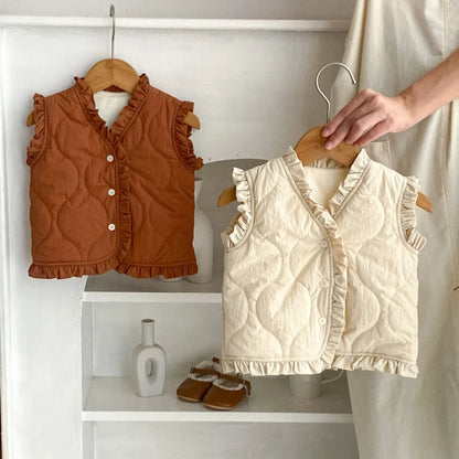 ベスト ベビーベスト フリルバイピングキルティングベスト【mh0008259】