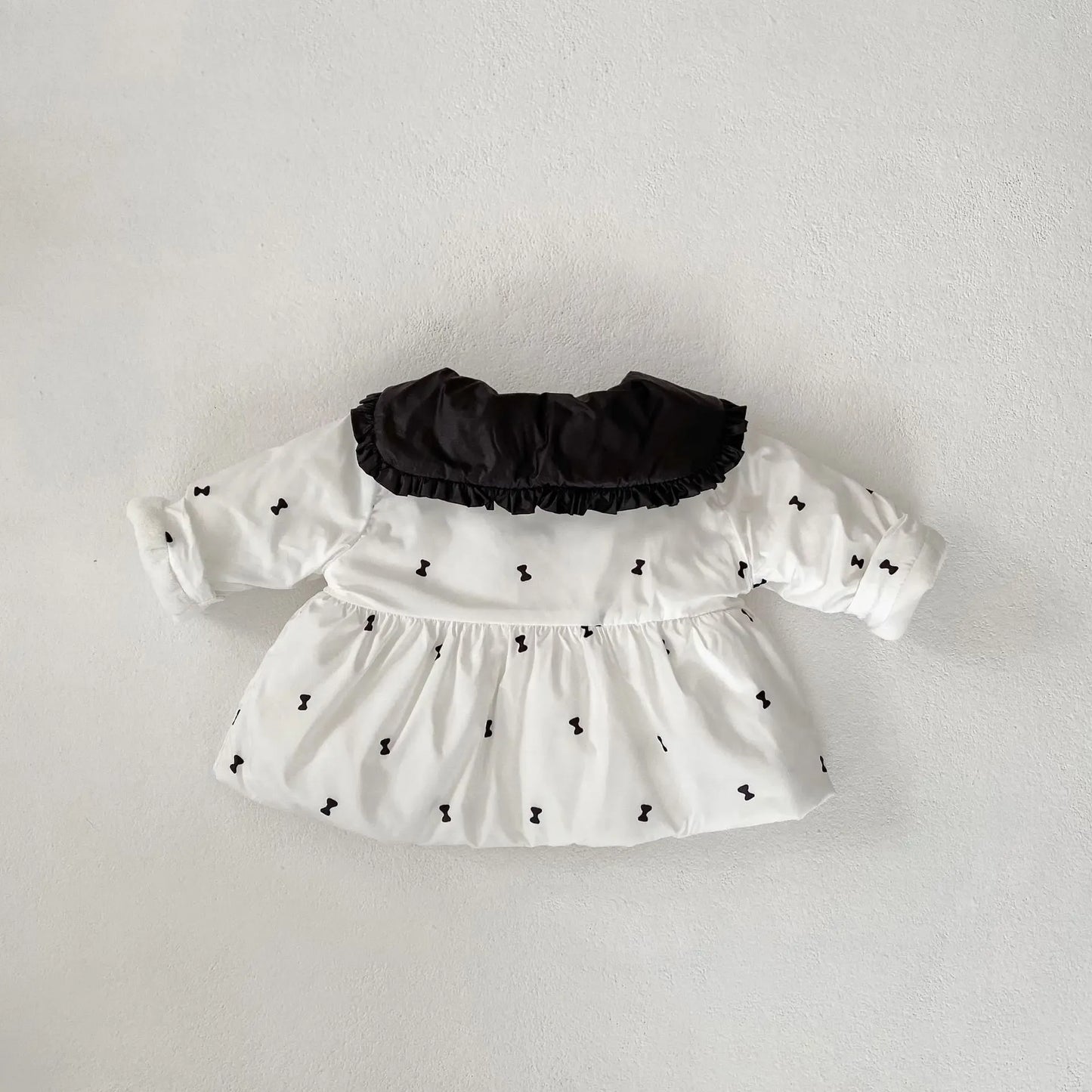 ショートコート・ジャケット・ジャンパー ベビーアウター リボンプリントフリルビッグ襟パデッドジャケットコート【mh0008278】