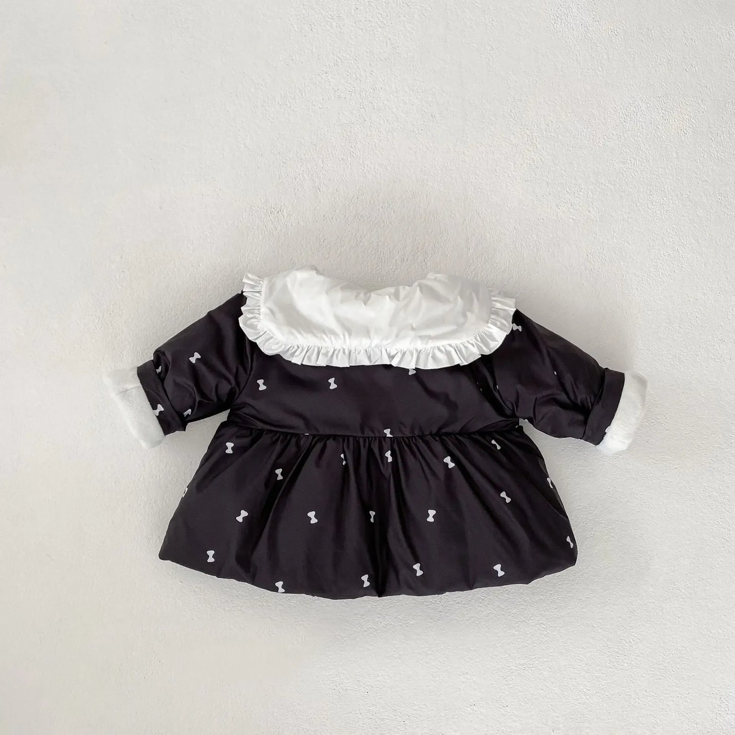 ショートコート・ジャケット・ジャンパー ベビーアウター リボンプリントフリルビッグ襟パデッドジャケットコート【mh0008278】