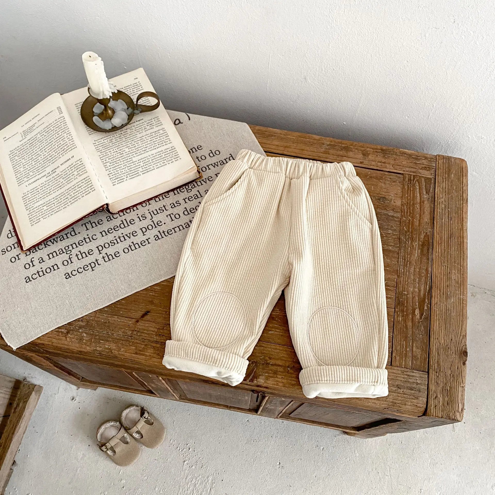 ロングパンツ・スウェットパンツ ベビーパンツ コーデュロイ膝パッチ裏フリースロングパンツ【mh0008501】