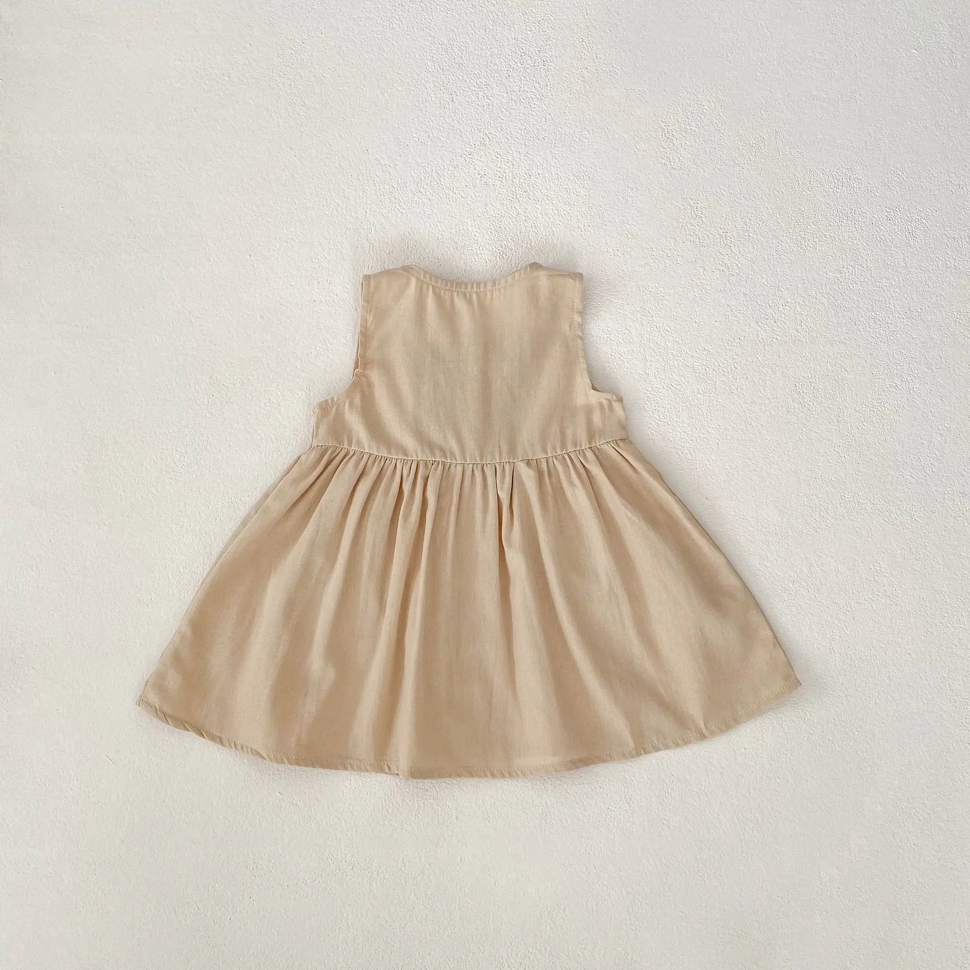 長袖セットアップ ベビーキッズトップス/ワンピース フラワー刺繍長袖ブラウス/ノースリーブ前あきワンピース【mh0008741】