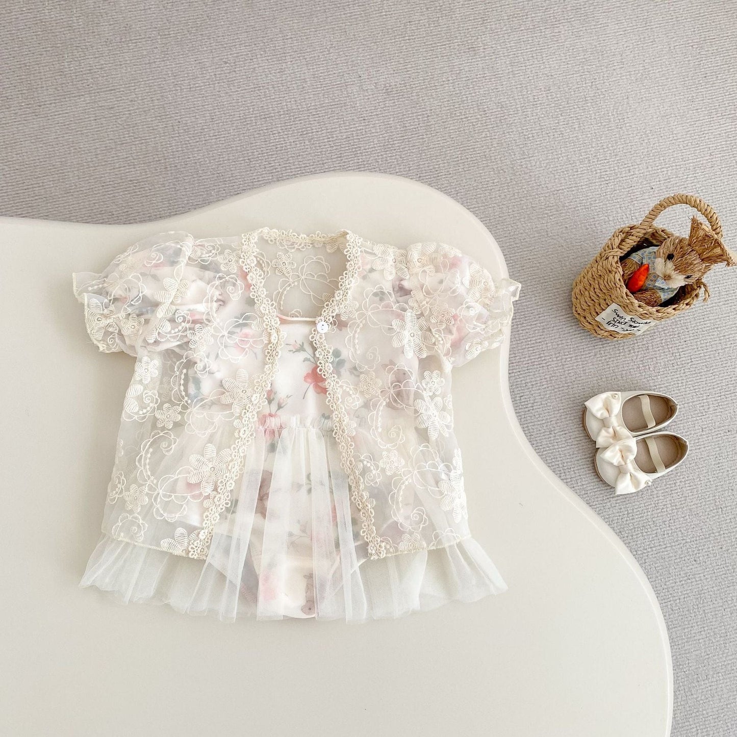 ベビー用水着 ベビー水着 フラワープリントチュチュスカートドッキング半袖ワンピーススイムウェア 【mh0010148】