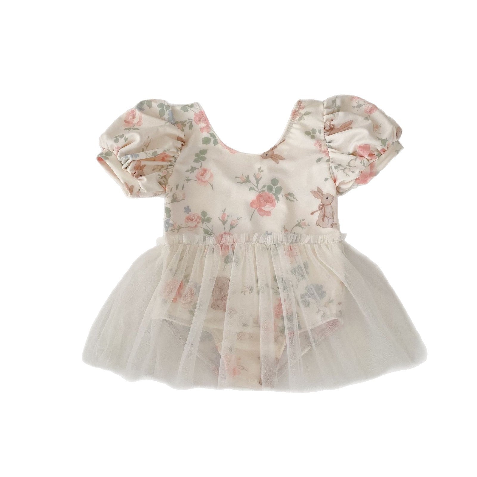 ベビー用水着 ベビー水着 フラワープリントチュチュスカートドッキング半袖ワンピーススイムウェア 【mh0010148】