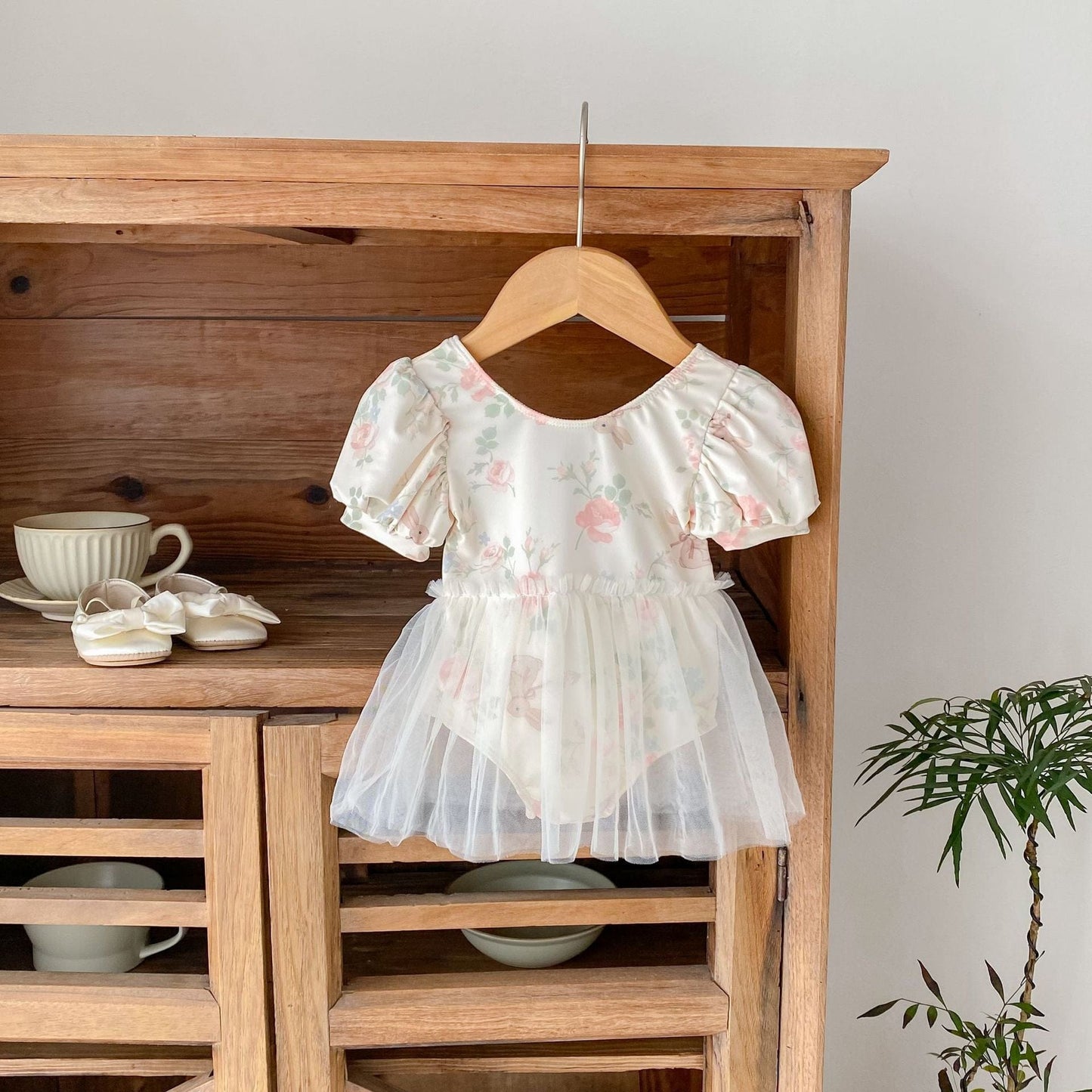 ベビー用水着 ベビー水着 フラワープリントチュチュスカートドッキング半袖ワンピーススイムウェア 【mh0010148】