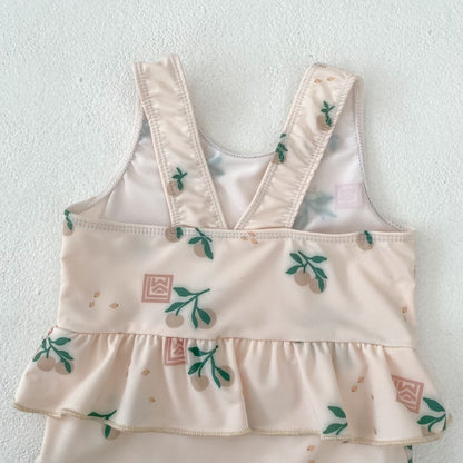 ベビー用水着 ベビー水着 フラワープリントフリルノースリーブワンピーススイムウェア【mh0010150】