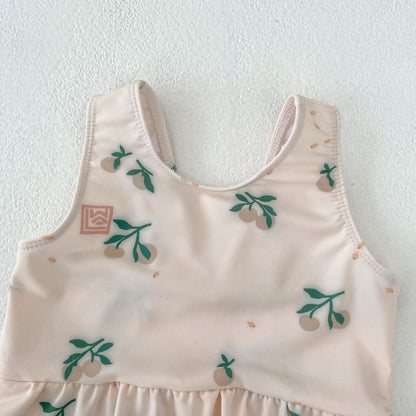 ベビー用水着 ベビー水着 フラワープリントフリルノースリーブワンピーススイムウェア【mh0010150】