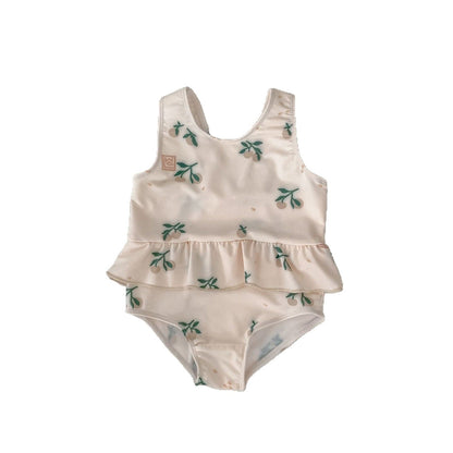 ベビー用水着 ベビー水着 フラワープリントフリルノースリーブワンピーススイムウェア【mh0010150】