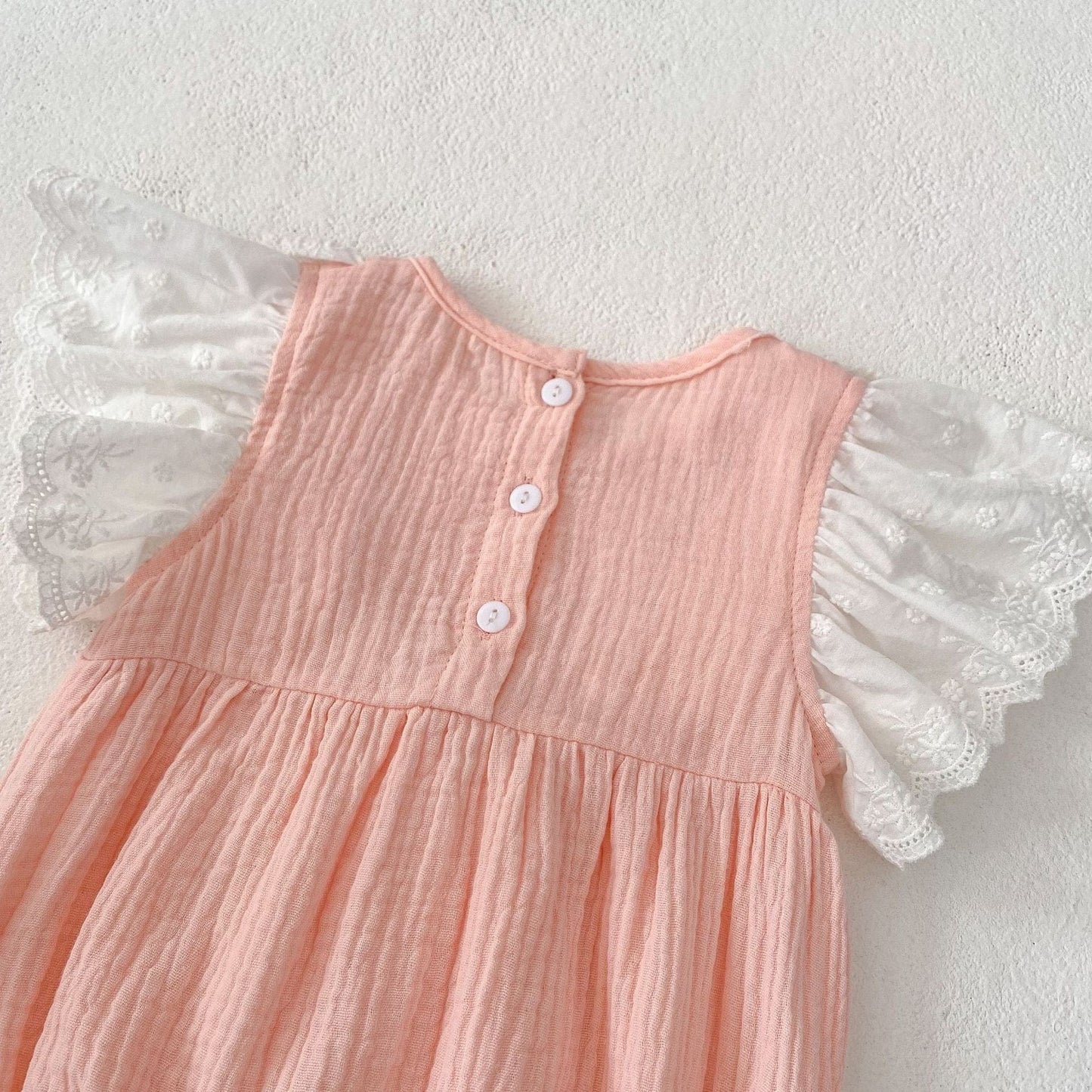 半袖ロンパース バタフライフリルショルダーリボンロンパース【mh0010151】