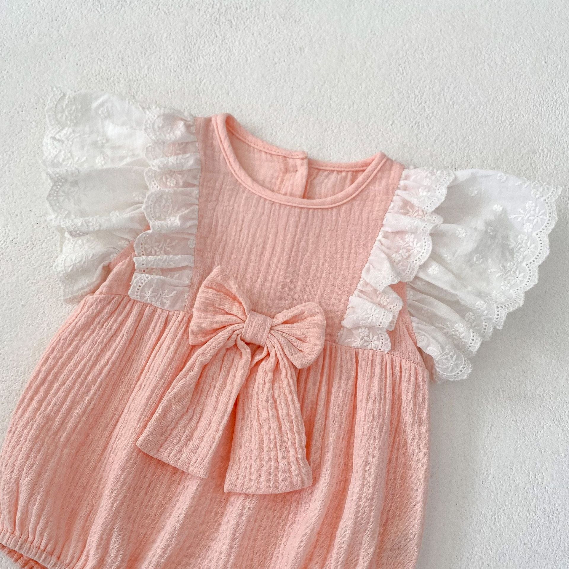 半袖ロンパース バタフライフリルショルダーリボンロンパース【mh0010151】