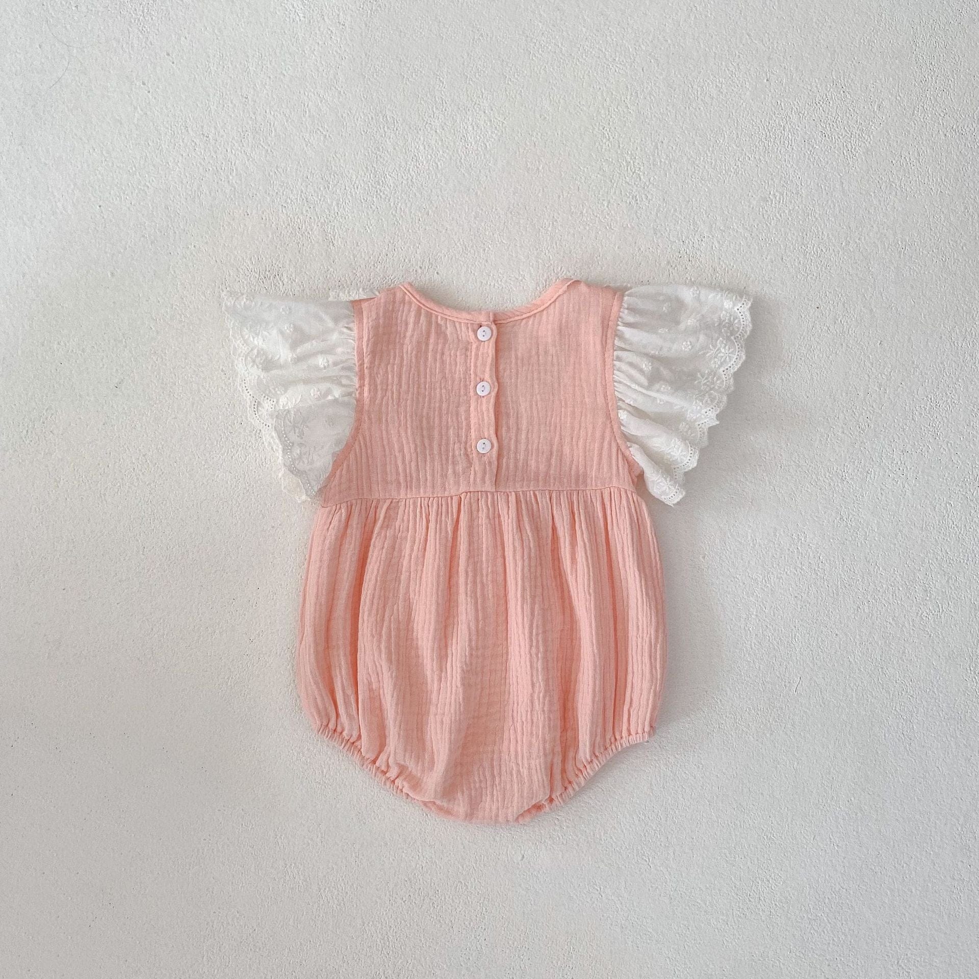 半袖ロンパース バタフライフリルショルダーリボンロンパース【mh0010151】