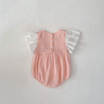 半袖ロンパース バタフライフリルショルダーリボンロンパース【mh0010151】
