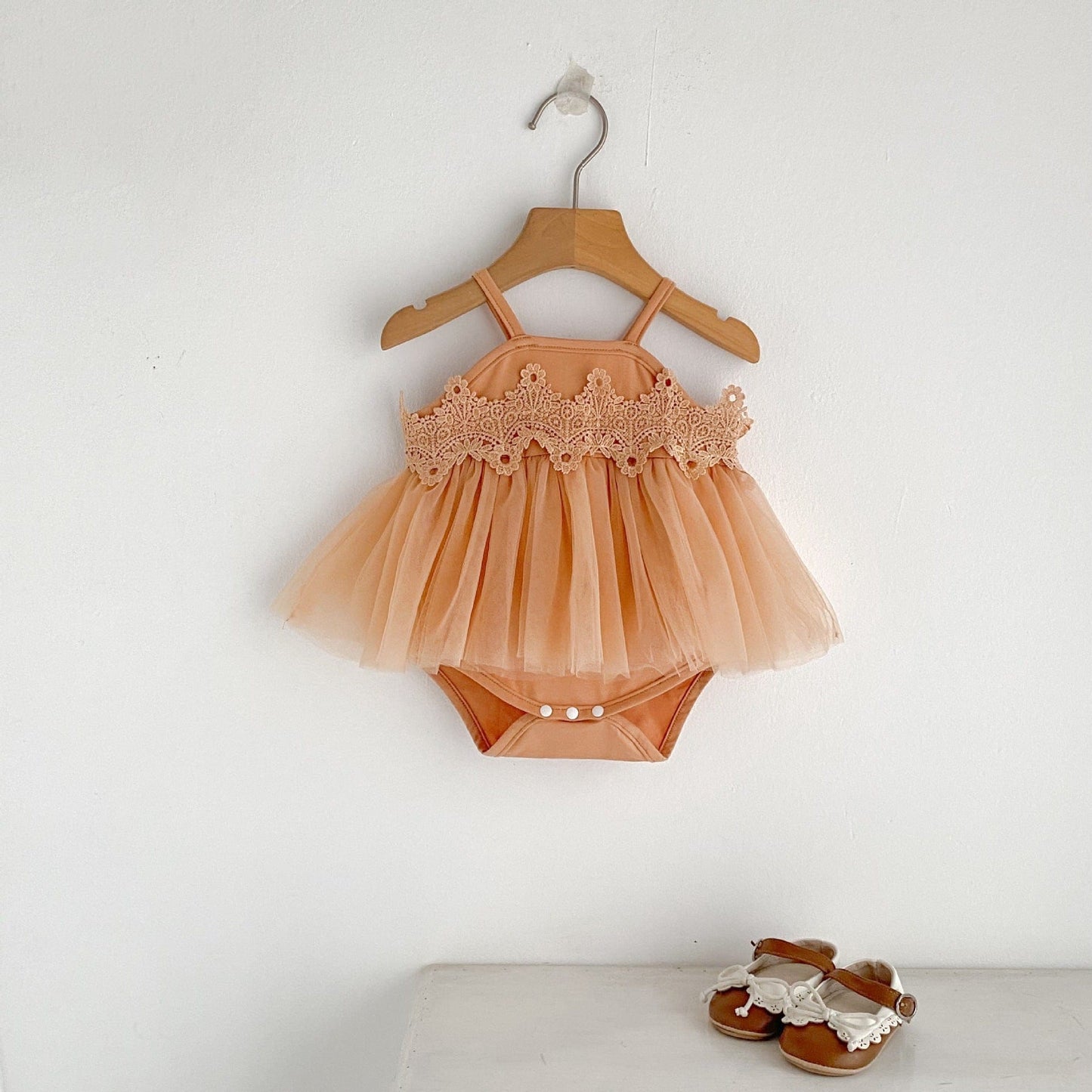 ノースリーブロンパース レースチュールスカートキャミソールドレスロンパース【mh0010154】