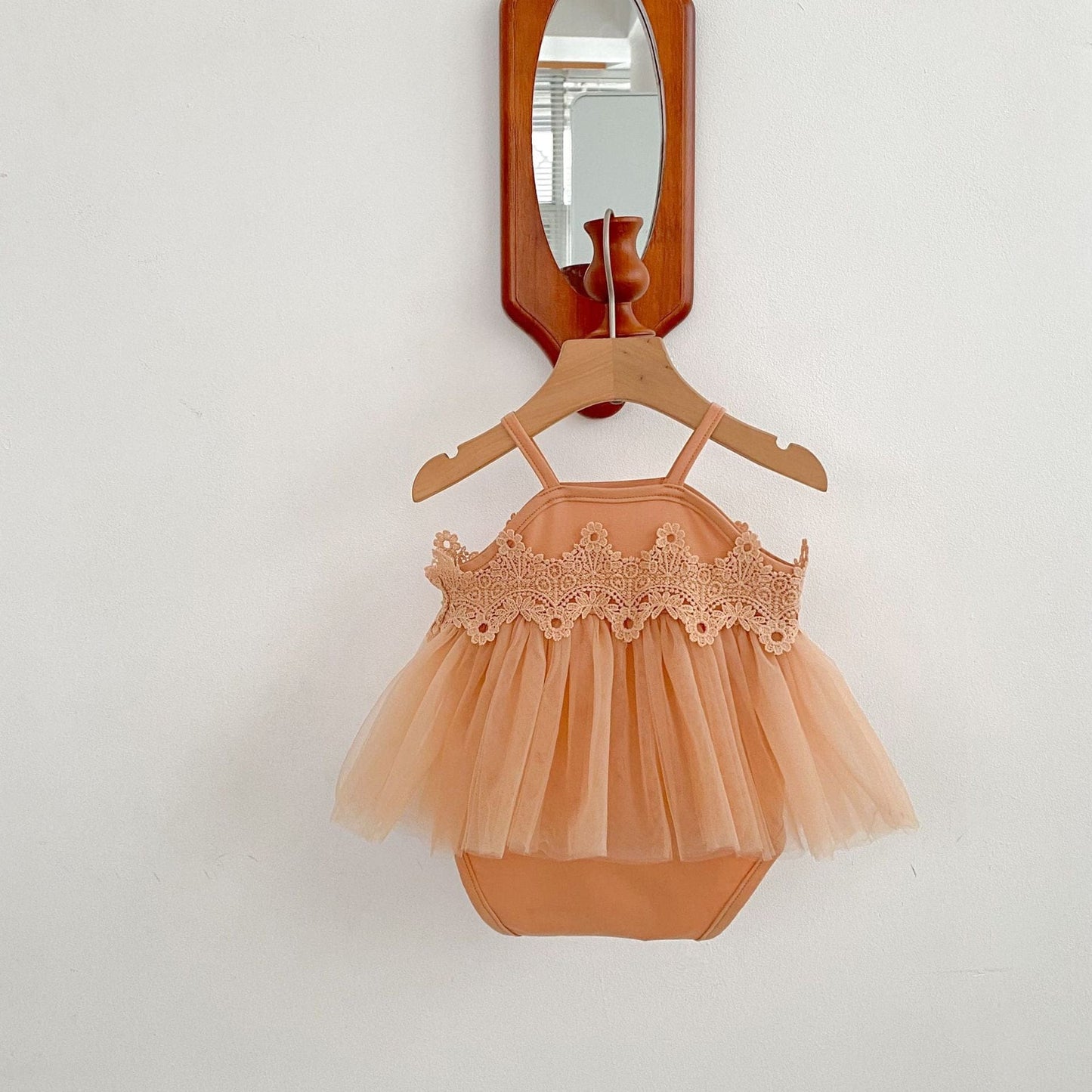 ノースリーブロンパース レースチュールスカートキャミソールドレスロンパース【mh0010154】