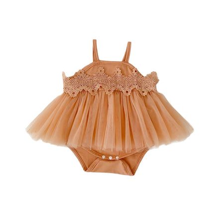 ノースリーブロンパース レースチュールスカートキャミソールドレスロンパース【mh0010154】